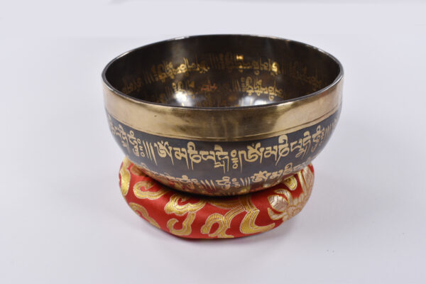 Tibetan Brass 9 Inch Singing Bowl with Wooden Mallet – Style 2